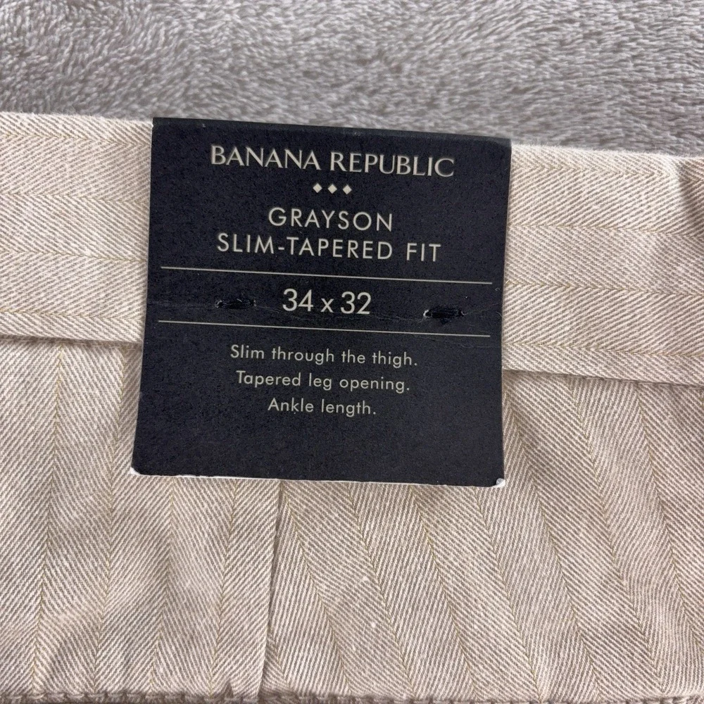 Banana Republic Pants Mens Size 34x29 Beige‎ Grayson Slim Tapered Cotton